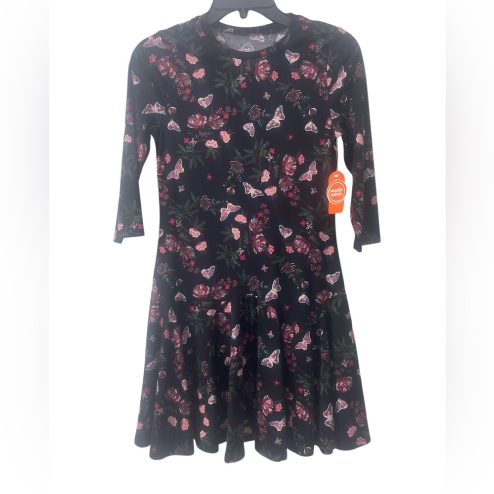 Wonder Nation Floral Black Girls Dress